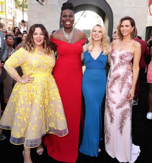 McCarthy with (from left) Leslie Jones, Kate McKinnon and Kristen Wiig at The Ghostbusters premiere. 