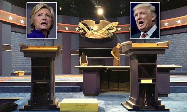 Donald Trump and Hillary Clinton will have podiums of different sizes during their first presidential debate on Monday. Clinton is 5'4" and Trump is 6'2".