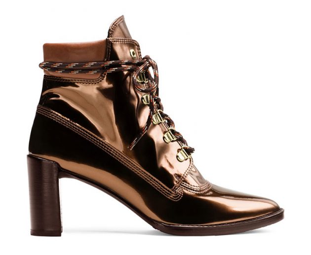 Stuart Weitzman x Gigi Hadid The Gigi Boot in Glass Leather Copper.