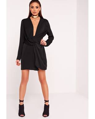  Missguided Peace + Love Satin Wrap Mini Dress in Black Brand: Missguided Cost: $72.67
